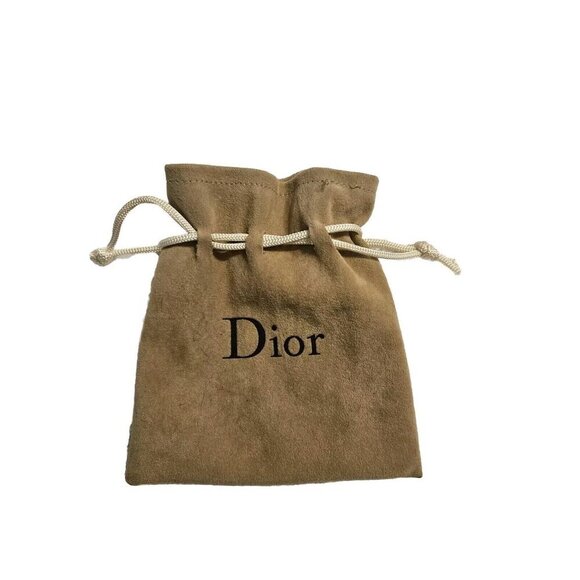 Christian Dior Logo Jewelry/Gift Ivory Drawstring Pouch 5”x 4” Excellent Cond - Picture 1 of 2